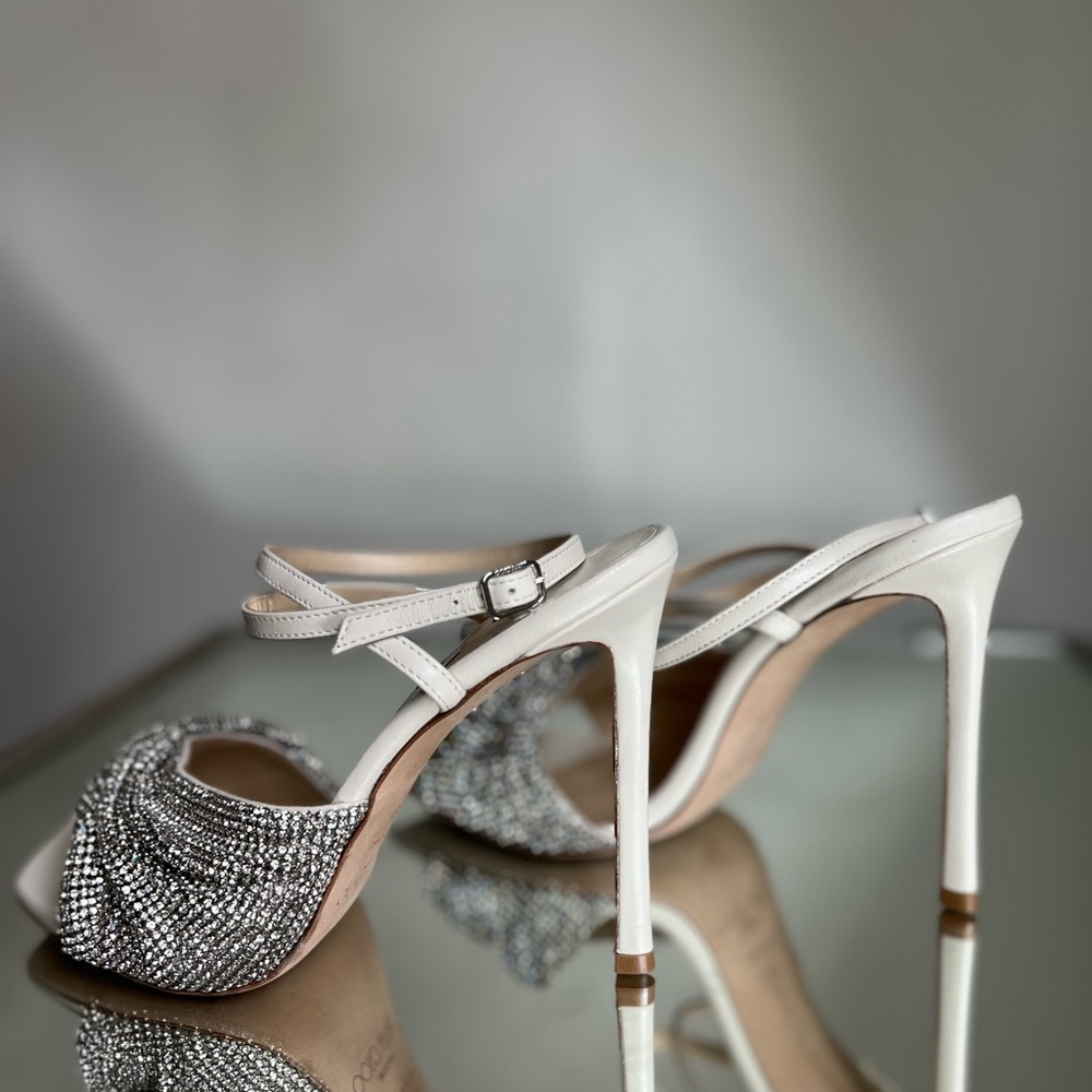 Like new JIMMY CHOO Naria 110 crystal-embellished leather sandals $1,625 - Picture 16 of 17